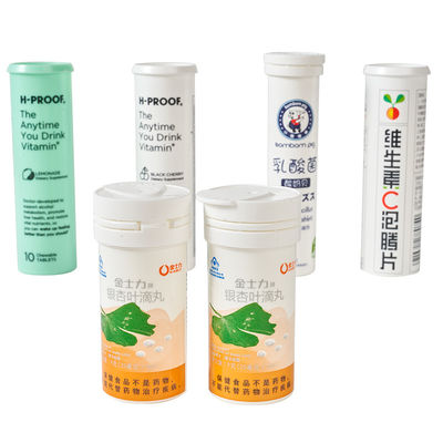 Custom Plastic Medicine Vitamin C Effervescent Tablet Tubes for Print Color 6 colors MAX