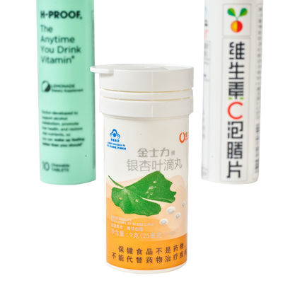 OEM Custom Long Vitamin C Empty Effervescent Tablet Bottles With Cover for Candies etc